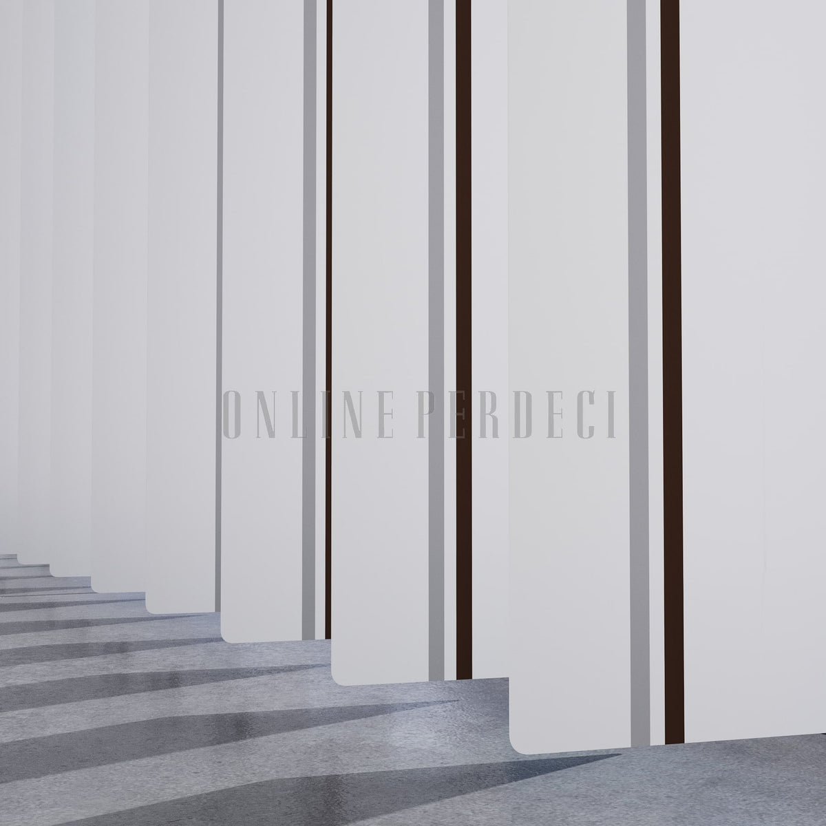Kahverengi-Gri Çizgili PVC Dikey Perde