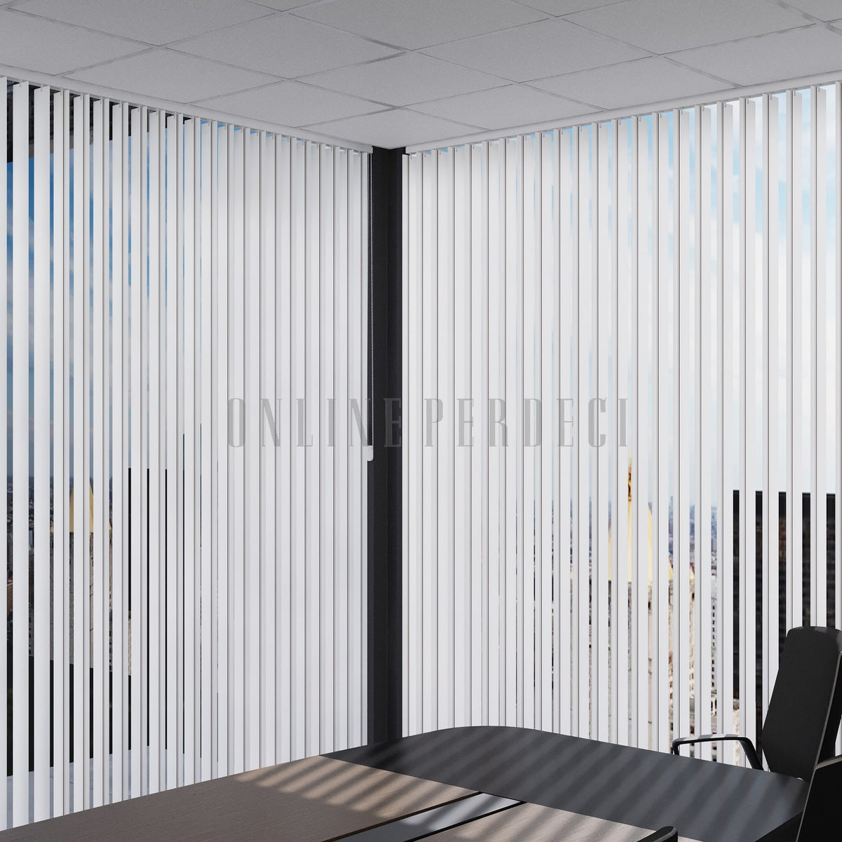 Kahverengi-Gri Çizgili PVC Dikey Perde