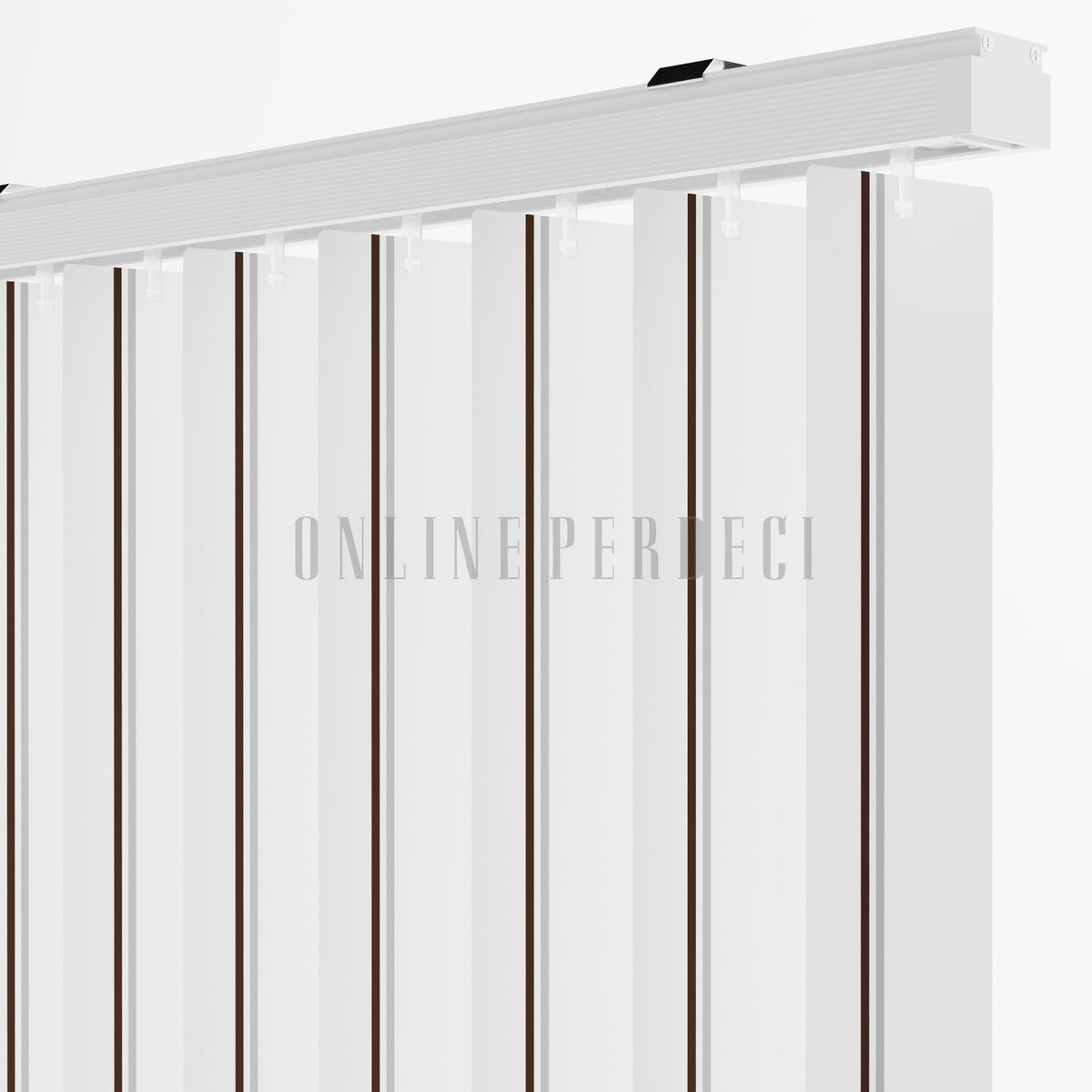 Kahverengi-Gri Çizgili PVC Dikey Perde