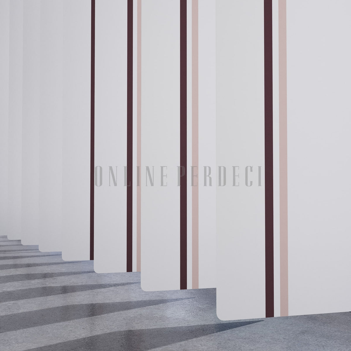 Kahverengi-Pembe Çizgili PVC Dikey Perde