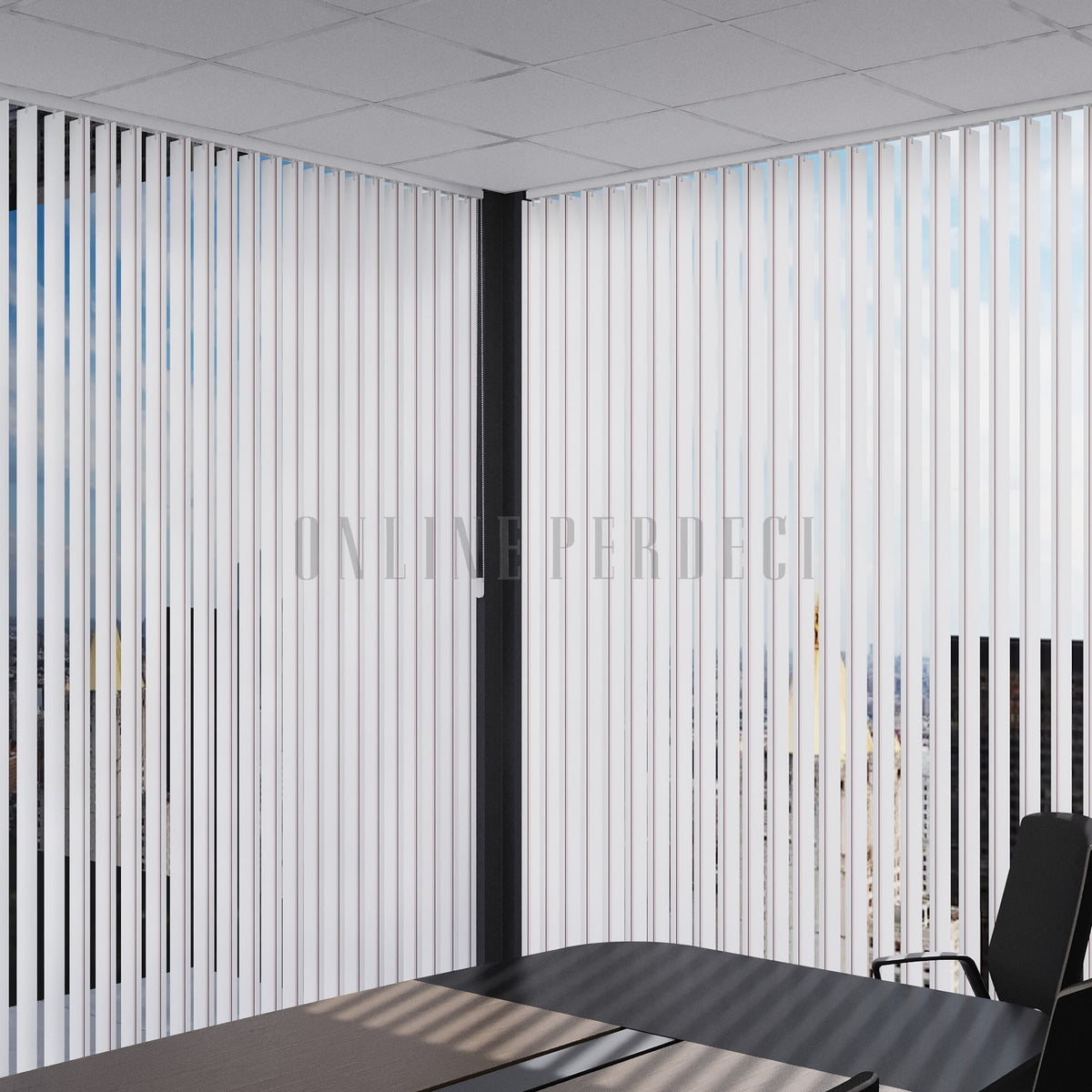 Kahverengi-Pembe Çizgili PVC Dikey Perde