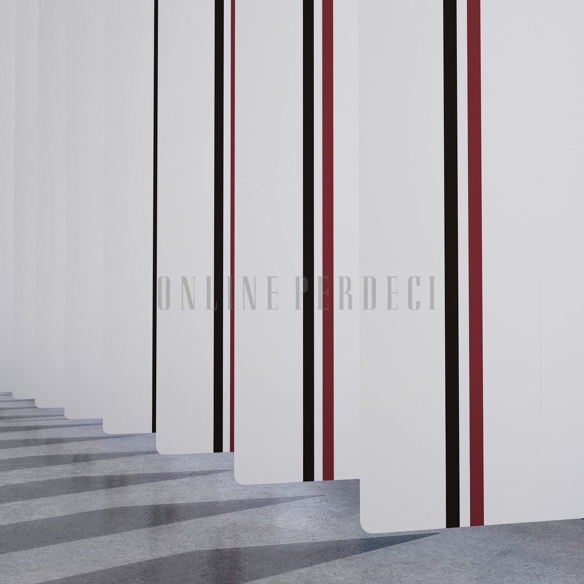 Kırmızı-Kahverengi Çizgili PVC Dikey Perde
