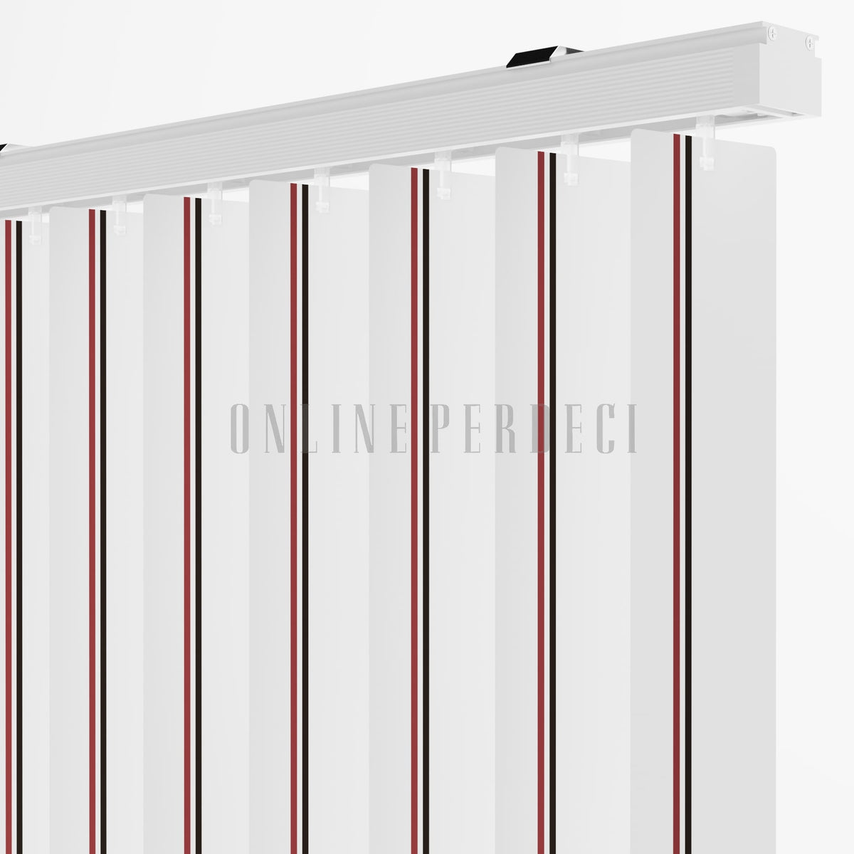 Kırmızı-Kahverengi Çizgili PVC Dikey Perde