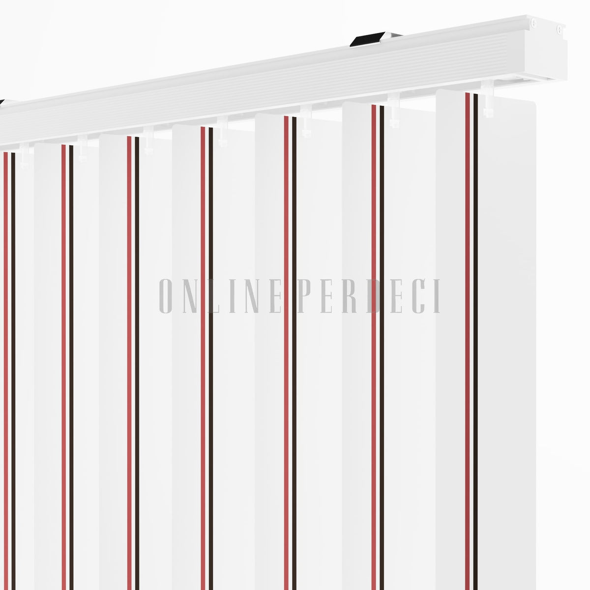 Kırmızı-Kahverengi Çizgili PVC Dikey Perde