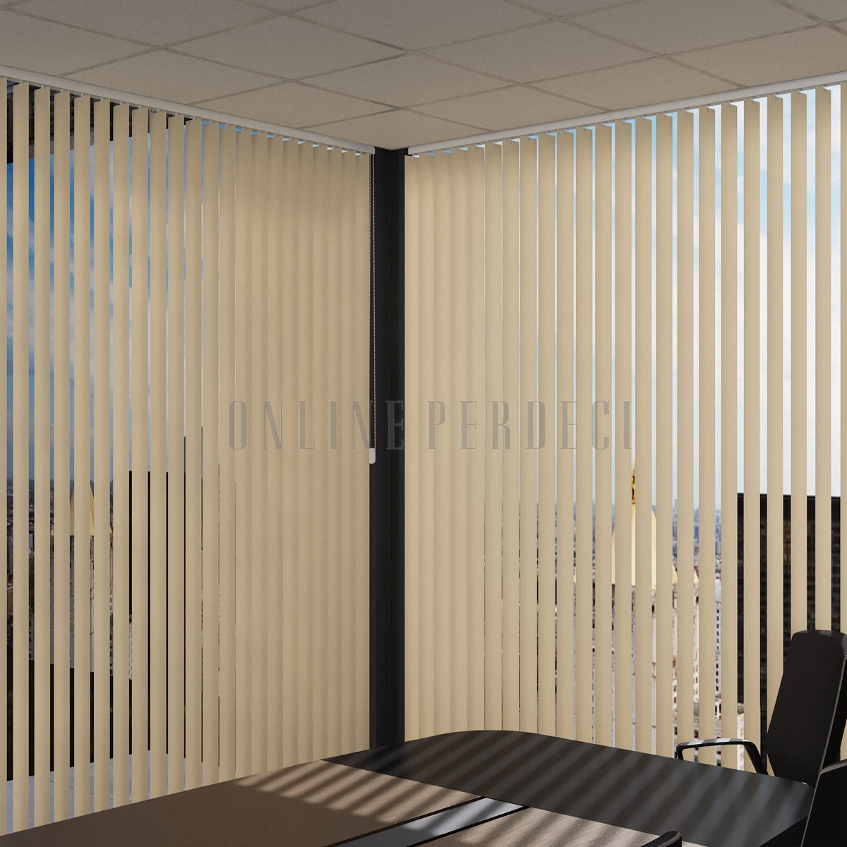 Koyu Krem Düz PVC Dikey Perde