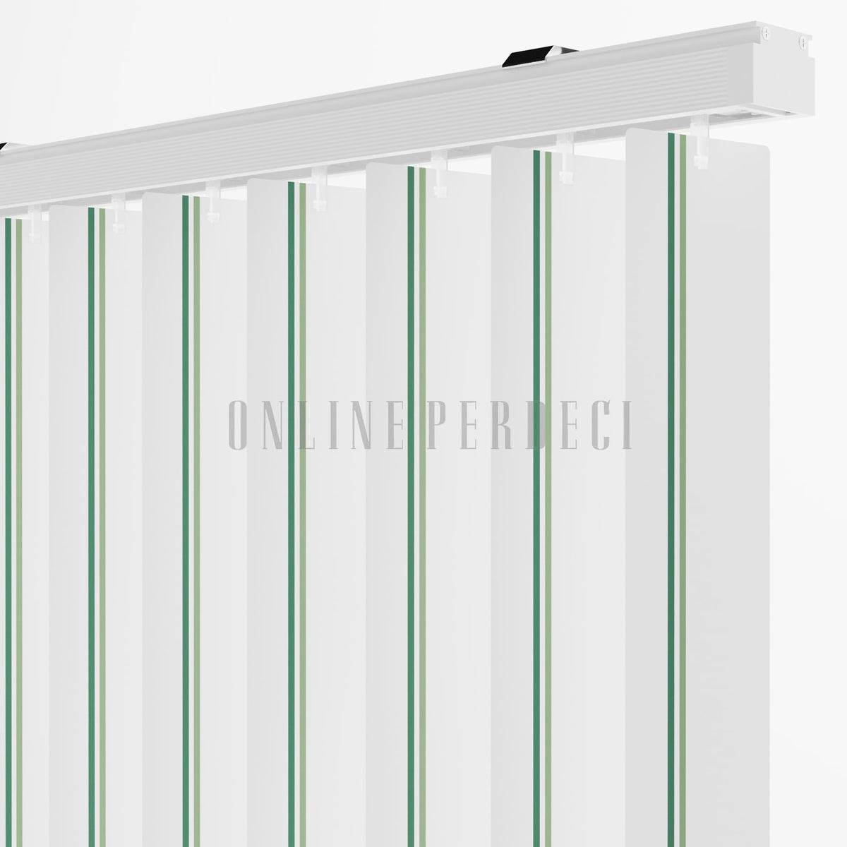 Koyu Yeşil-Yeşil Çizgili PVC Dikey Perde