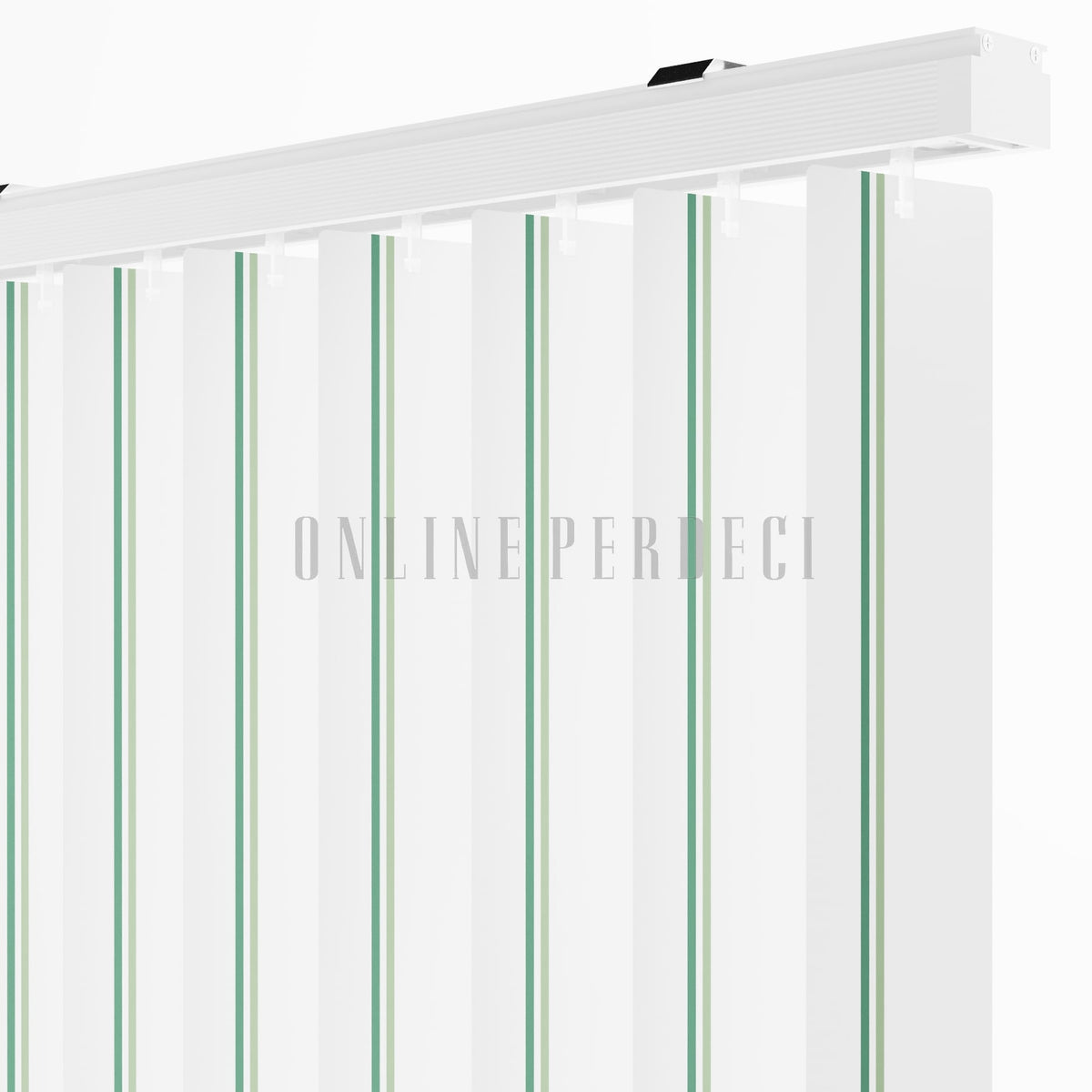 Koyu Yeşil-Yeşil Çizgili PVC Dikey Perde