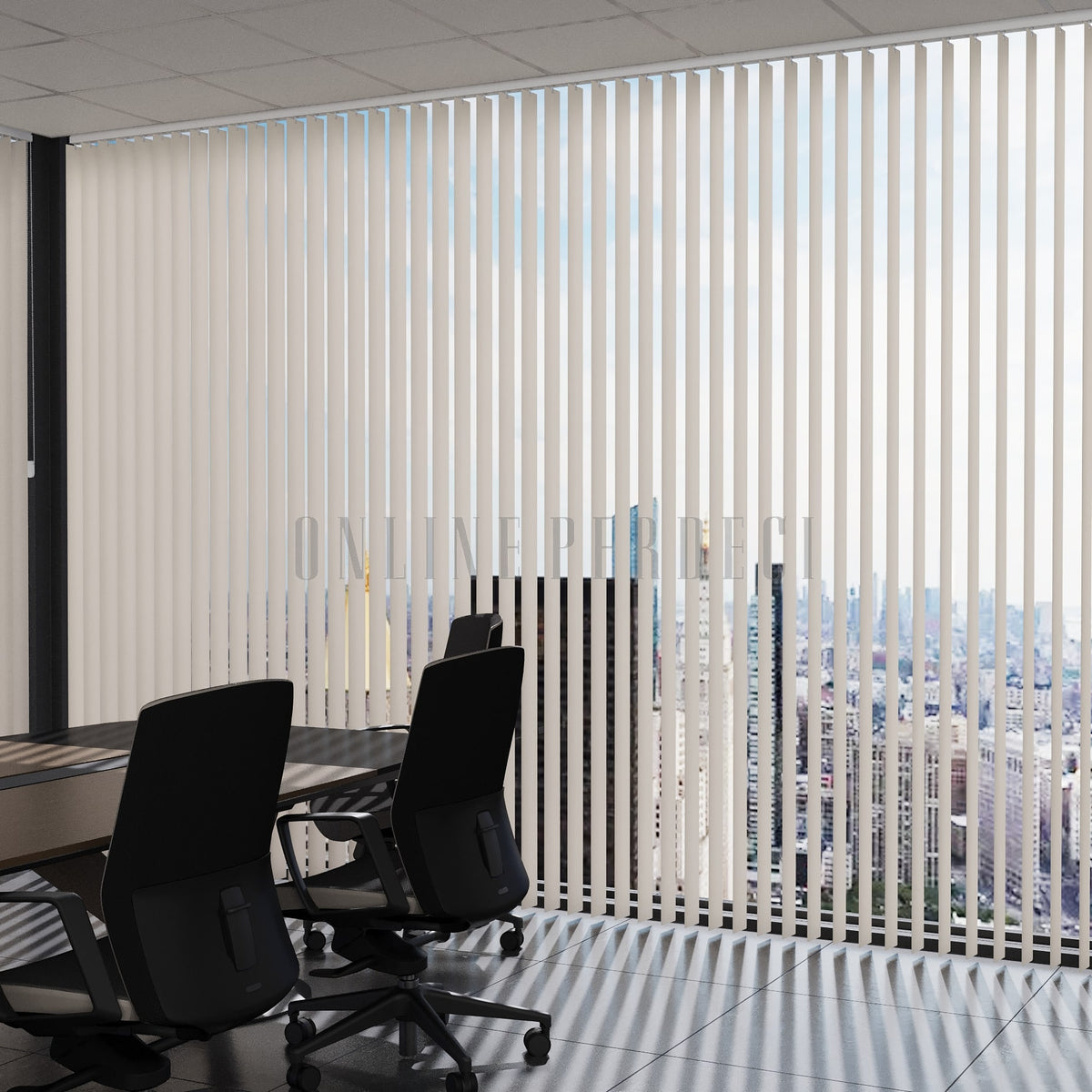 Krem Düz PVC Dikey Perde