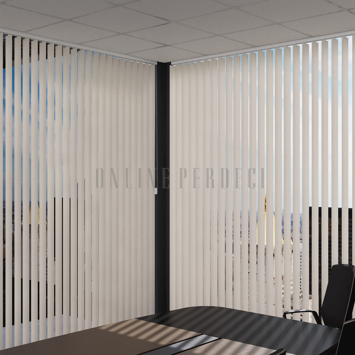 Krem Düz PVC Dikey Perde