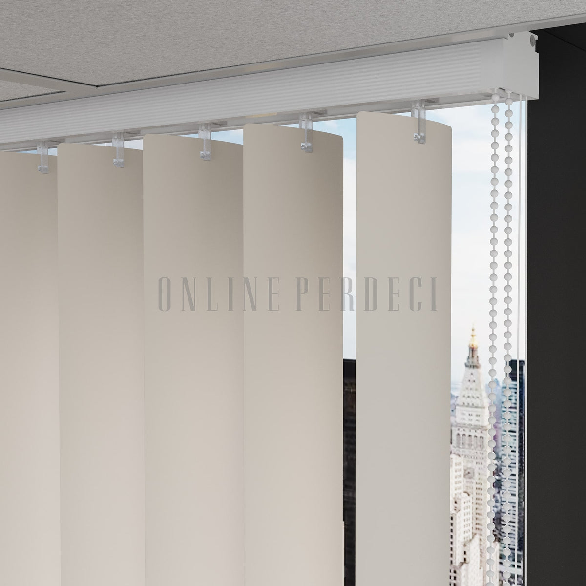 Krem Oval Düz PVC Dikey Perde