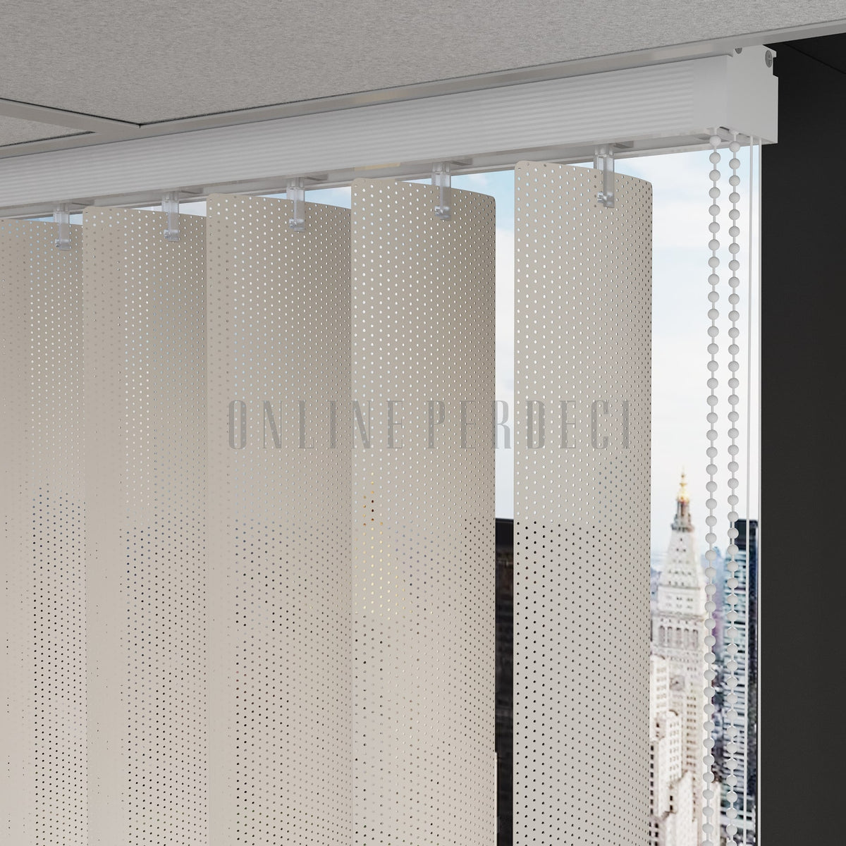 Krem Oval Perfore PVC Dikey Perde