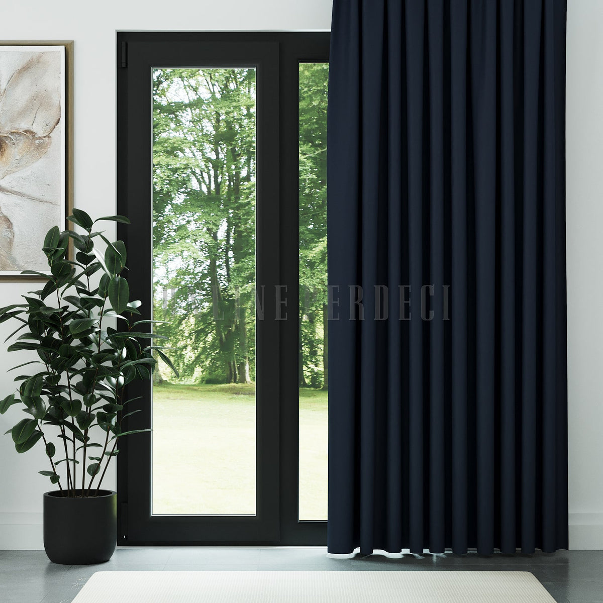Lacivert Blackout Karartma Fon Perde - Noctelia