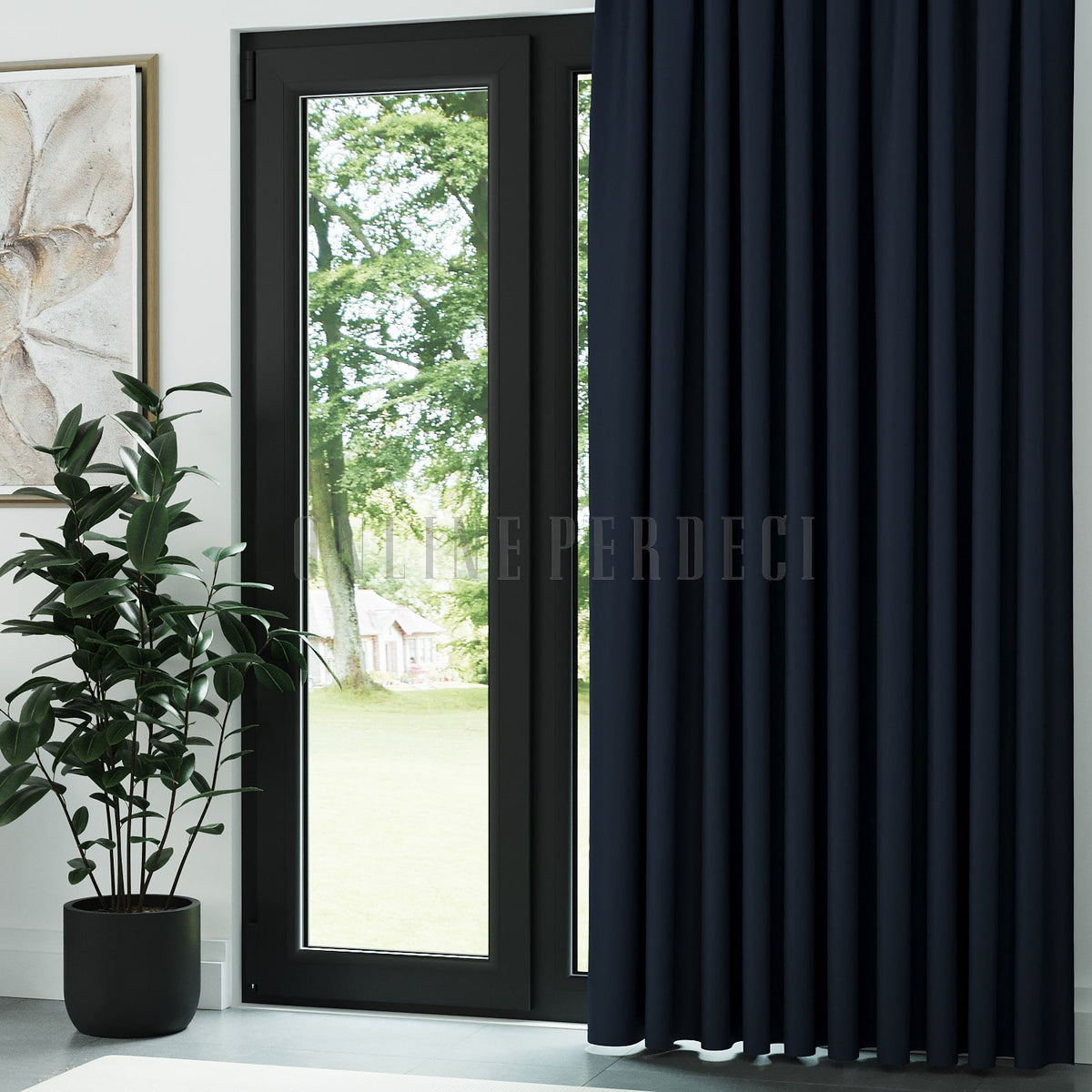 Lacivert Blackout Karartma Fon Perde - Noctelia