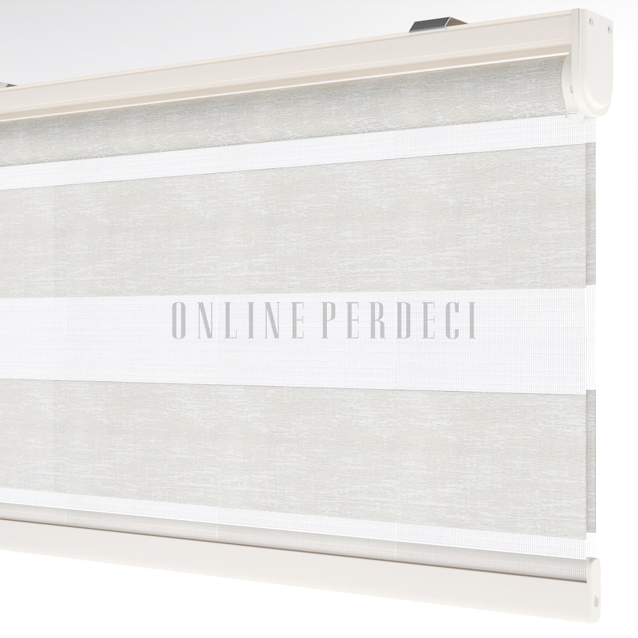 Lonvia Ekru Desenli Zebra Perde