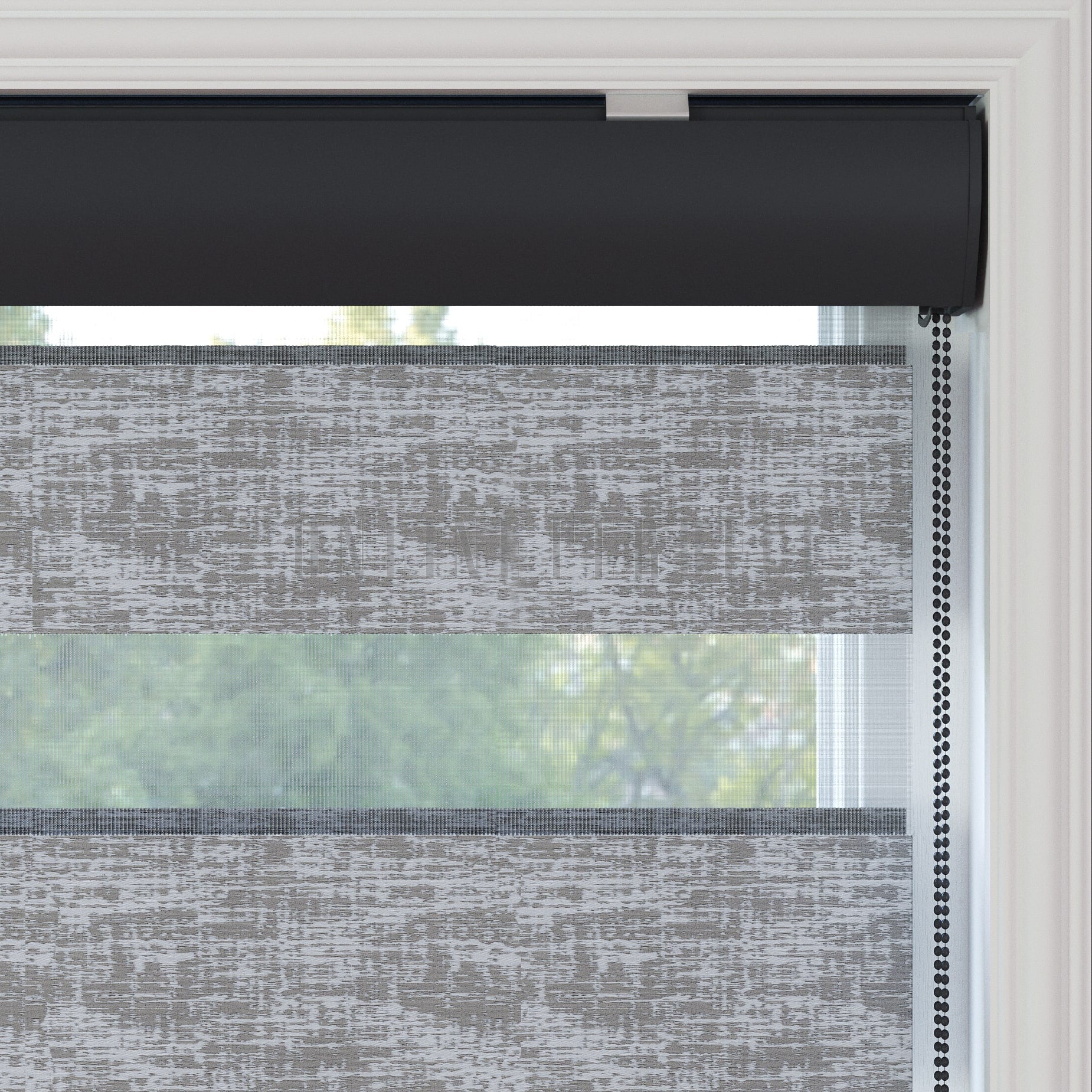 Lonvia Gri Desenli Zebra Perde