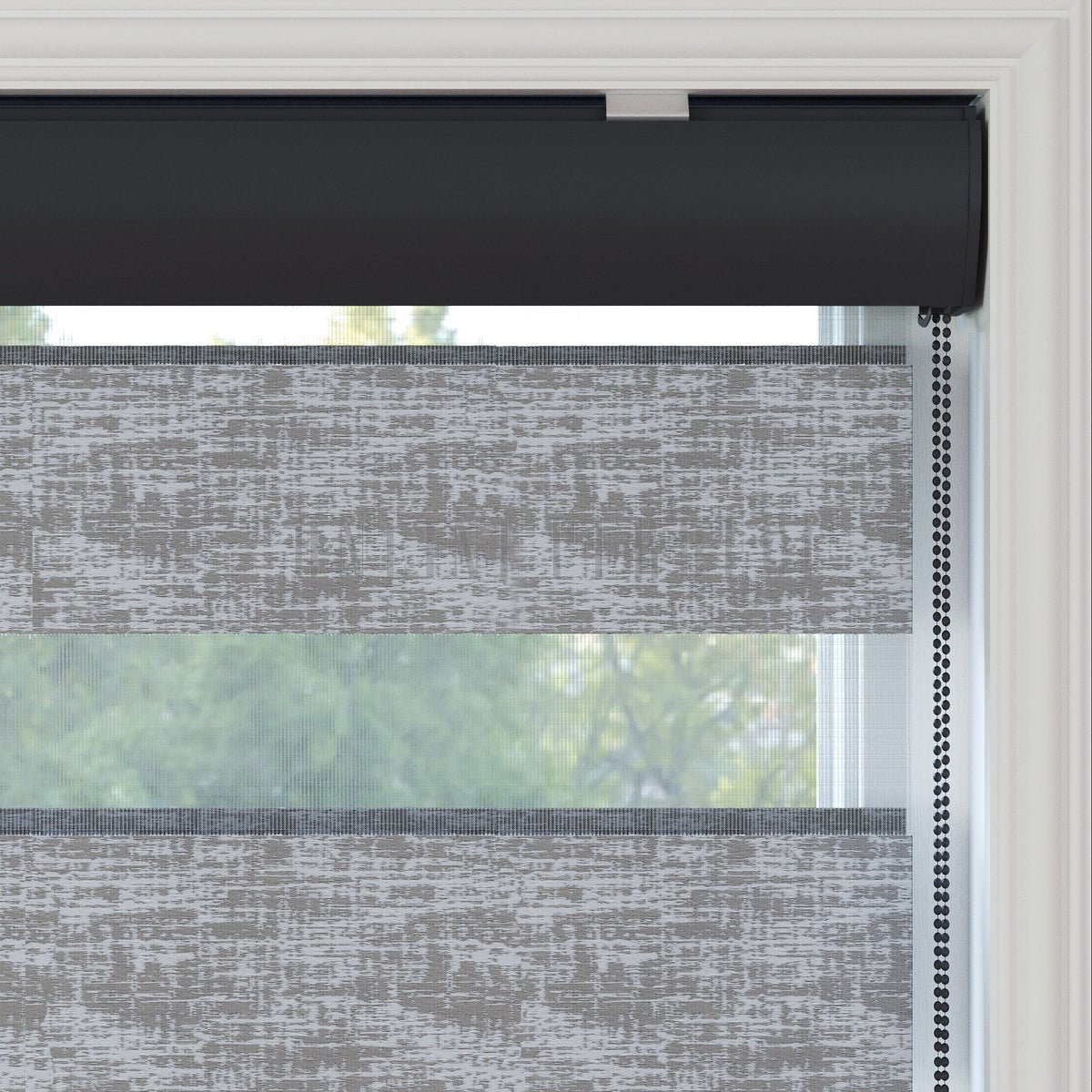 Lonvia Gri Desenli Zebra Perde