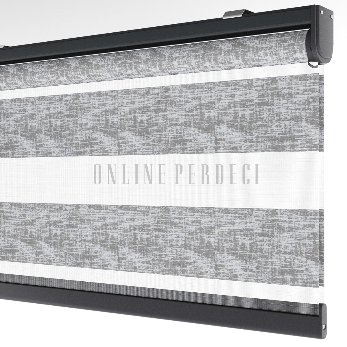 Lonvia Gri Desenli Zebra Perde