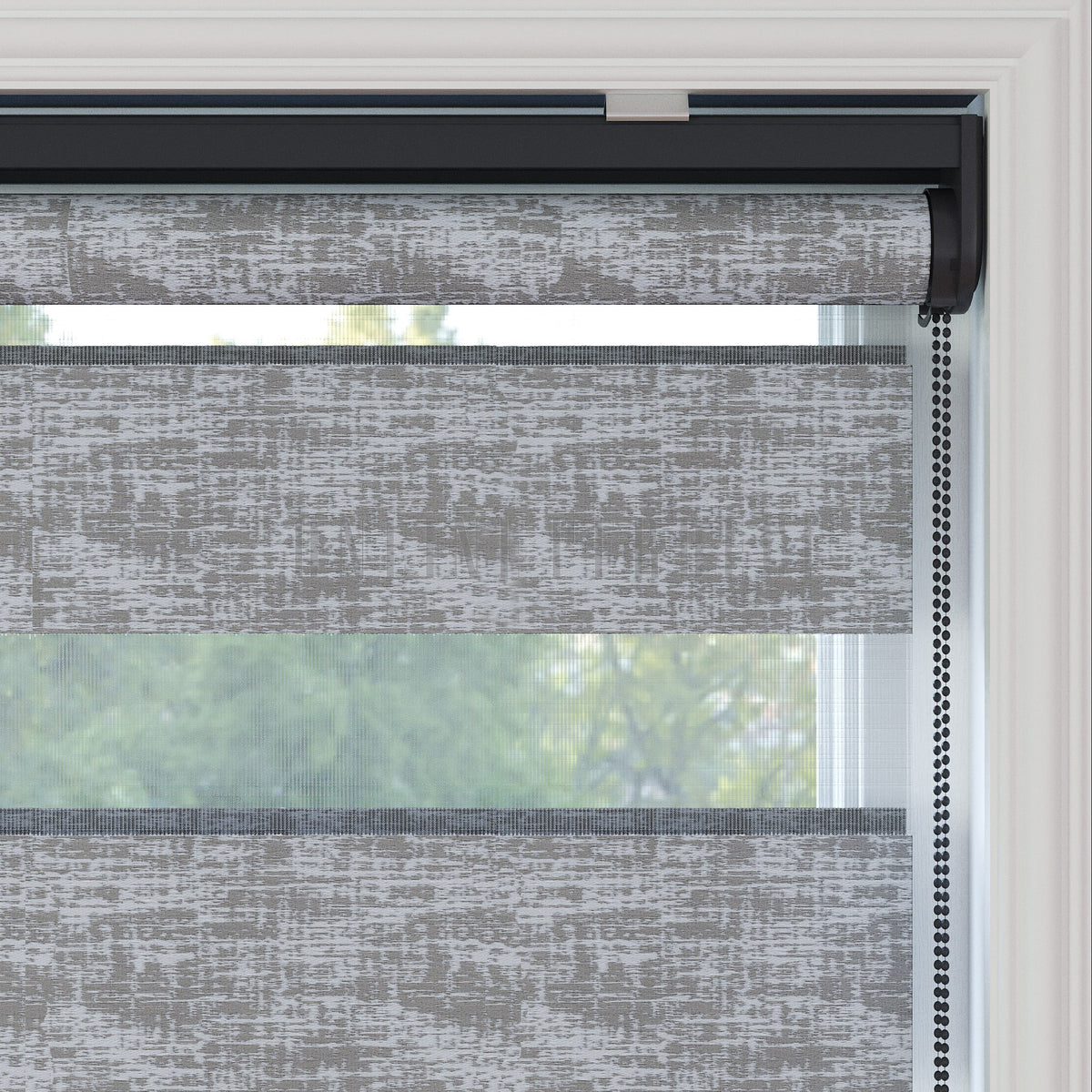 Lonvia Gri Desenli Zebra Perde