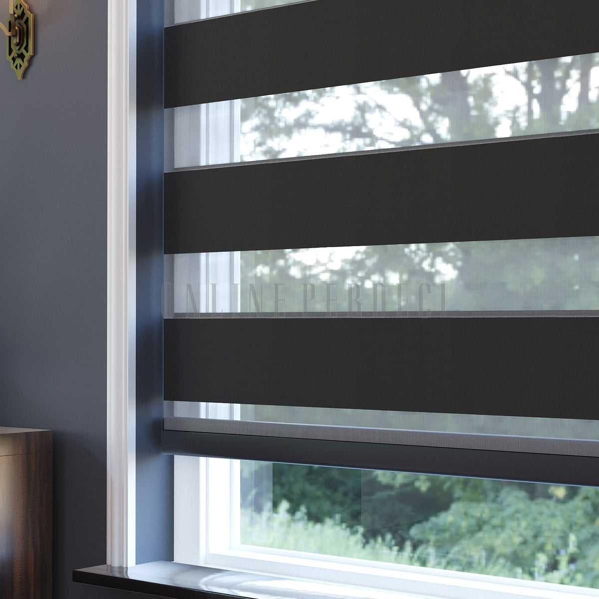 Misra Antrasit Blackout Zebra Perde