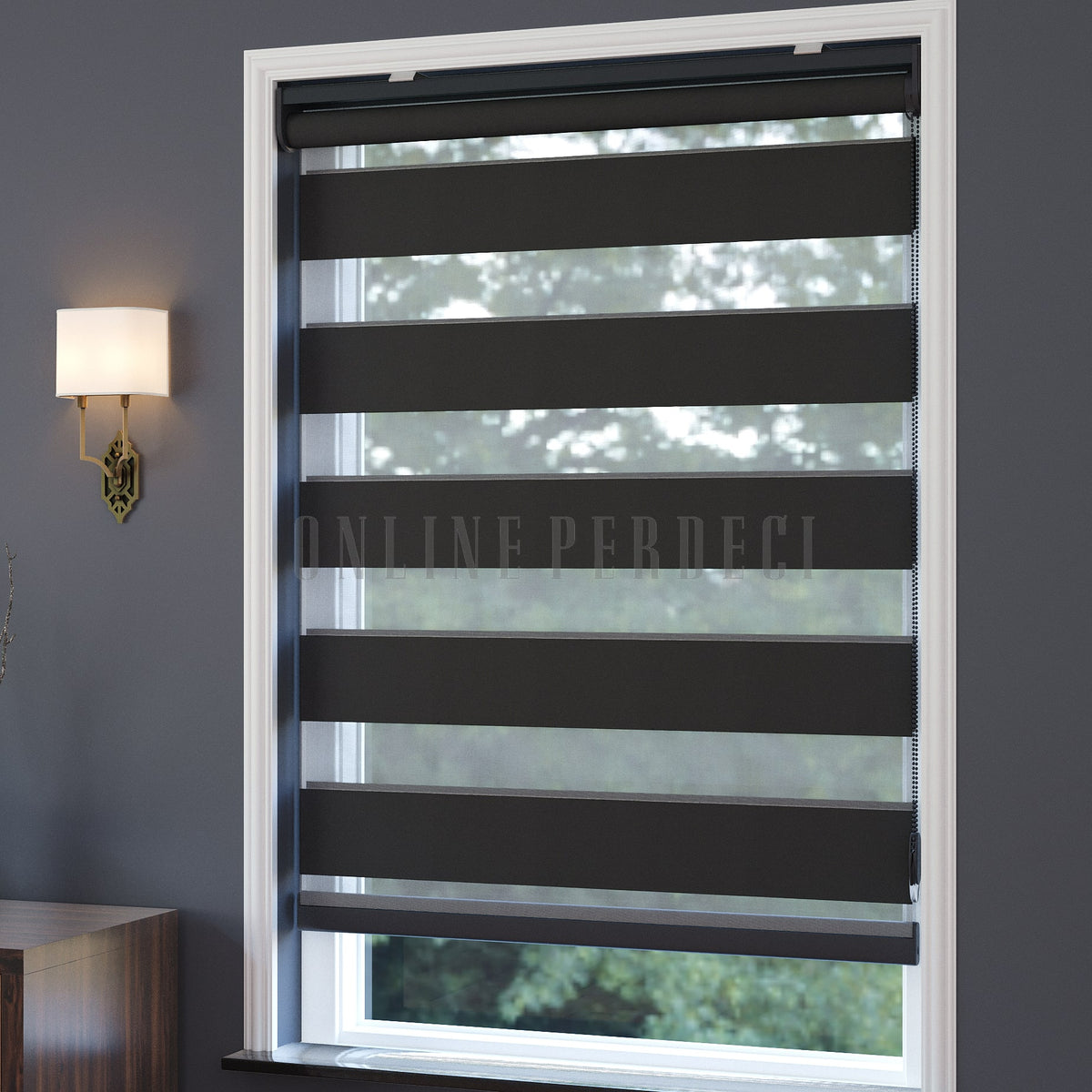 Misra Antrasit Blackout Zebra Perde