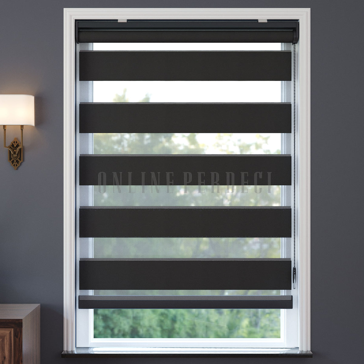 Misra Antrasit Blackout Zebra Perde