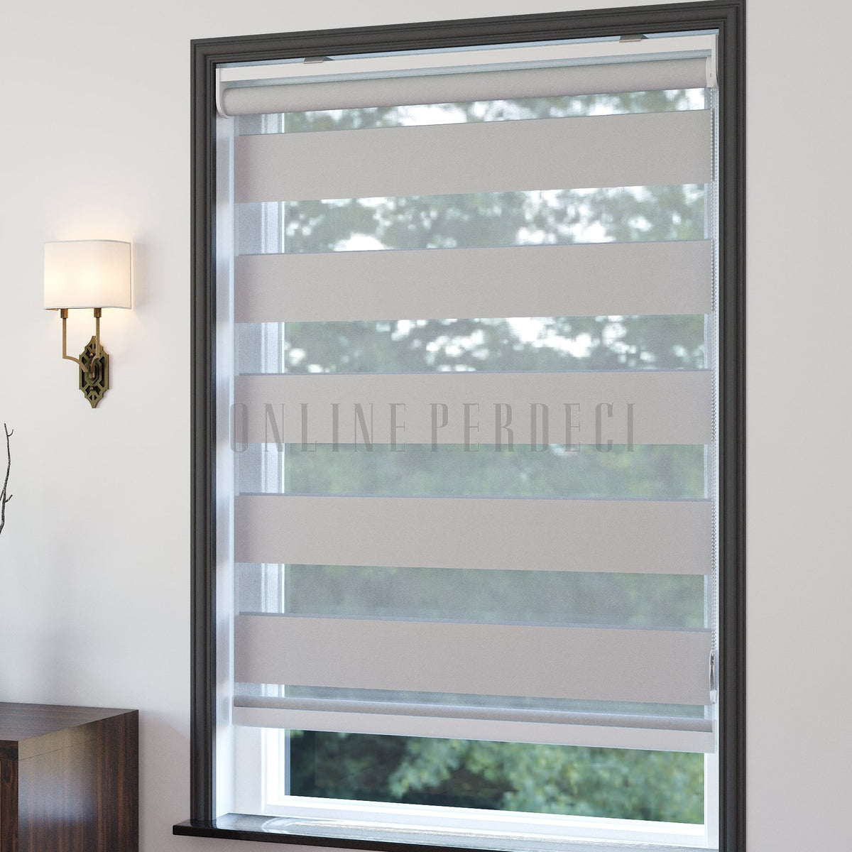 Misra Beyaz Blackout Zebra Perde