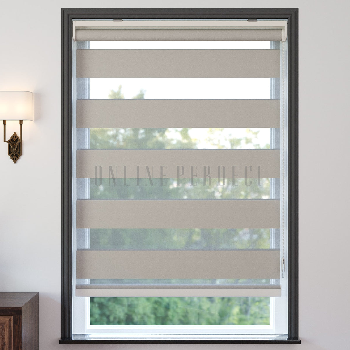 Misra Koyu krem Blackout Zebra Perde