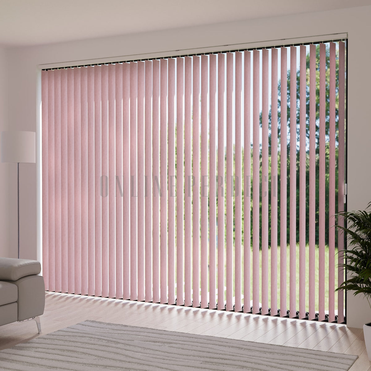 Pembe Blackout Kumaş Dikey Perde - Selestra