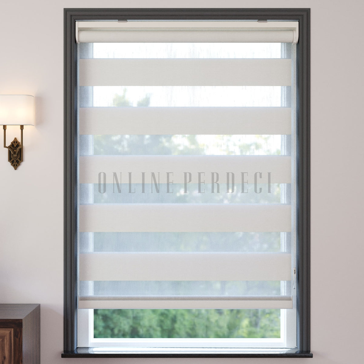 Peprina Ekru Düz Zebra Perde