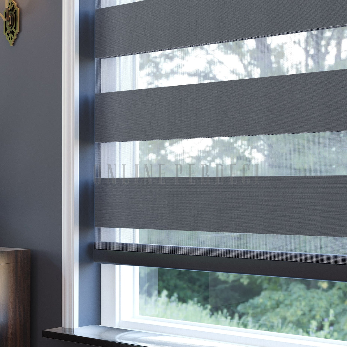 Rubina Gri Blackout Zebra Perde