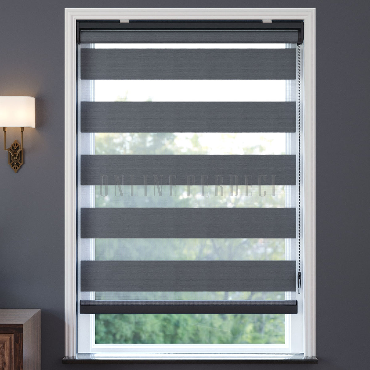Rubina Gri Blackout Zebra Perde
