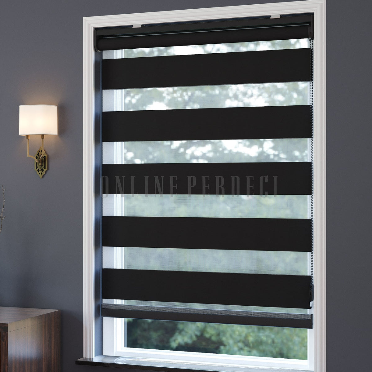 Rubina Siyah Blackout Zebra Perde