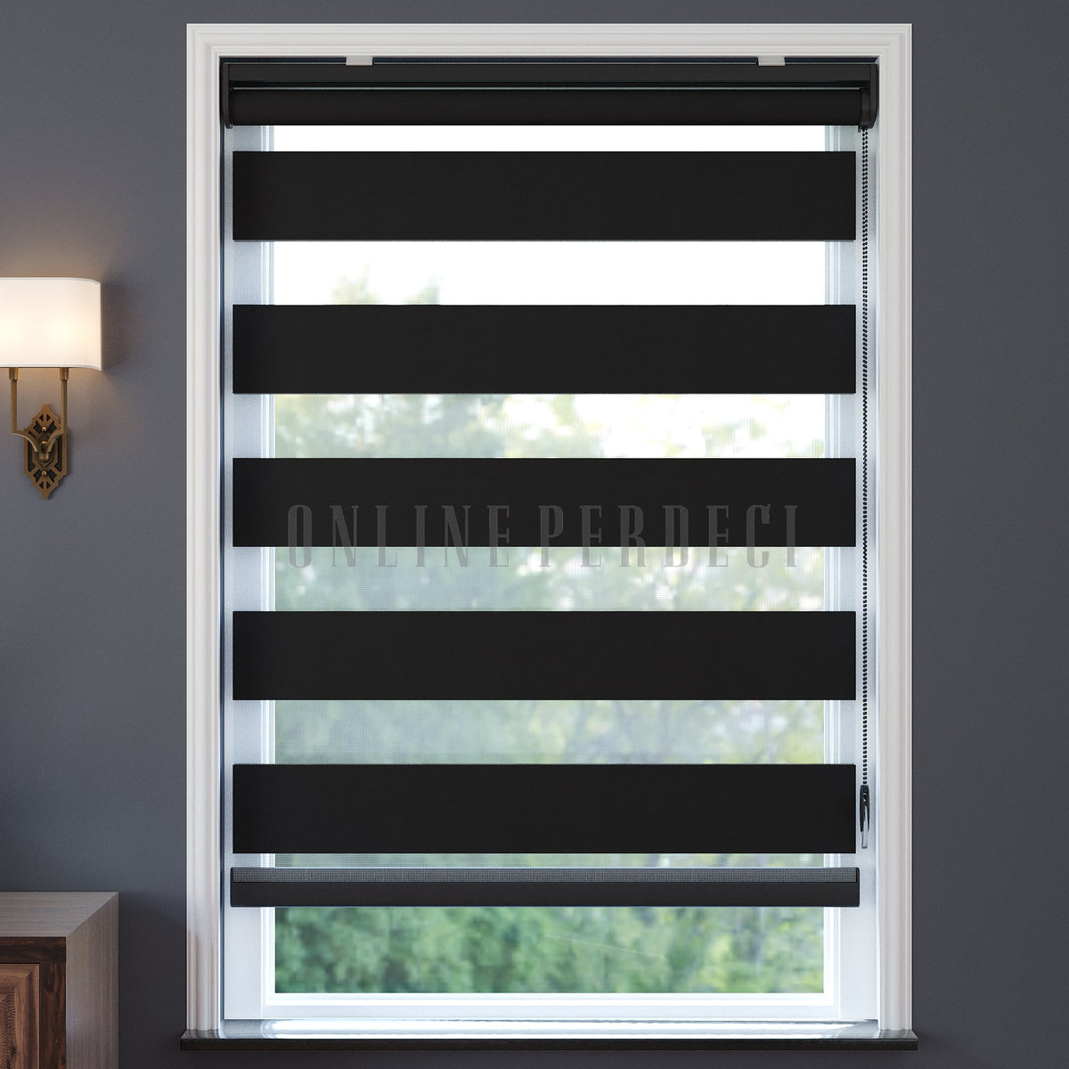Rubina Siyah Blackout Zebra Perde