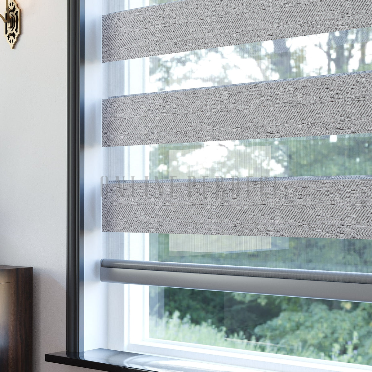 Senvia Kahverengi Desenli Zebra Perde