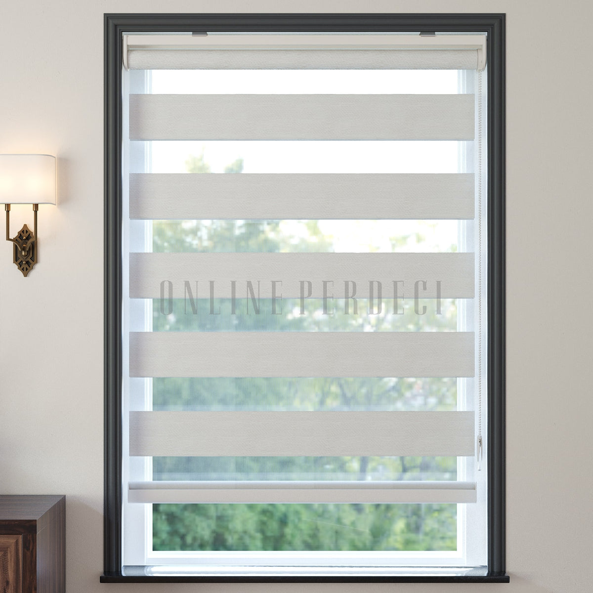 Senvia Krem Desenli Zebra Perde