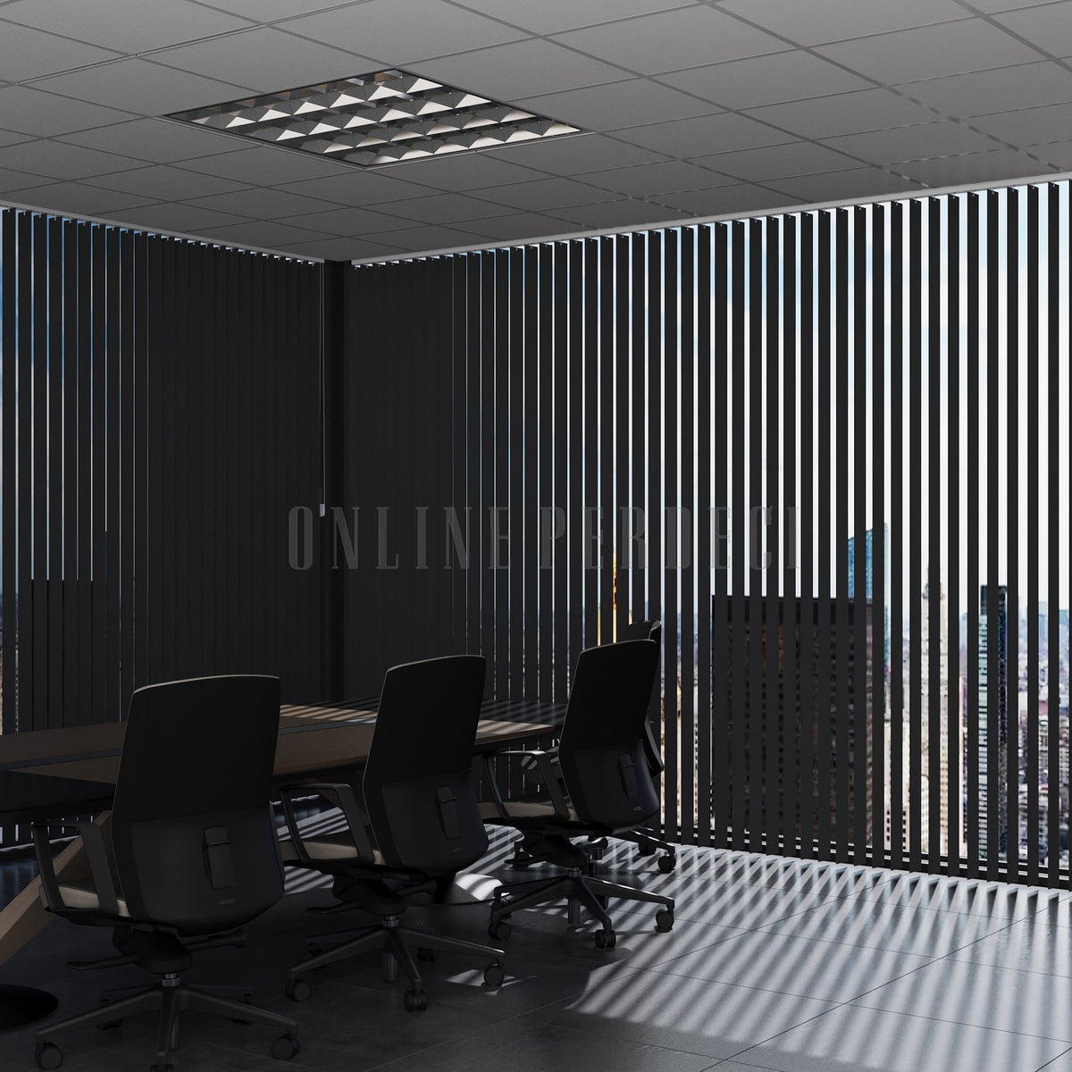 Siyah Düz PVC Dikey Perde
