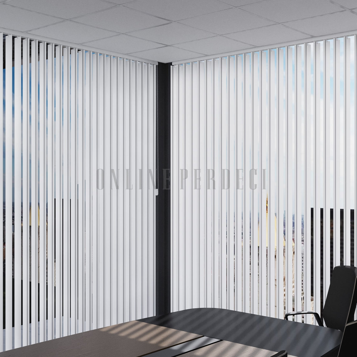 Siyah-Gri Çizgili PVC Dikey Perde