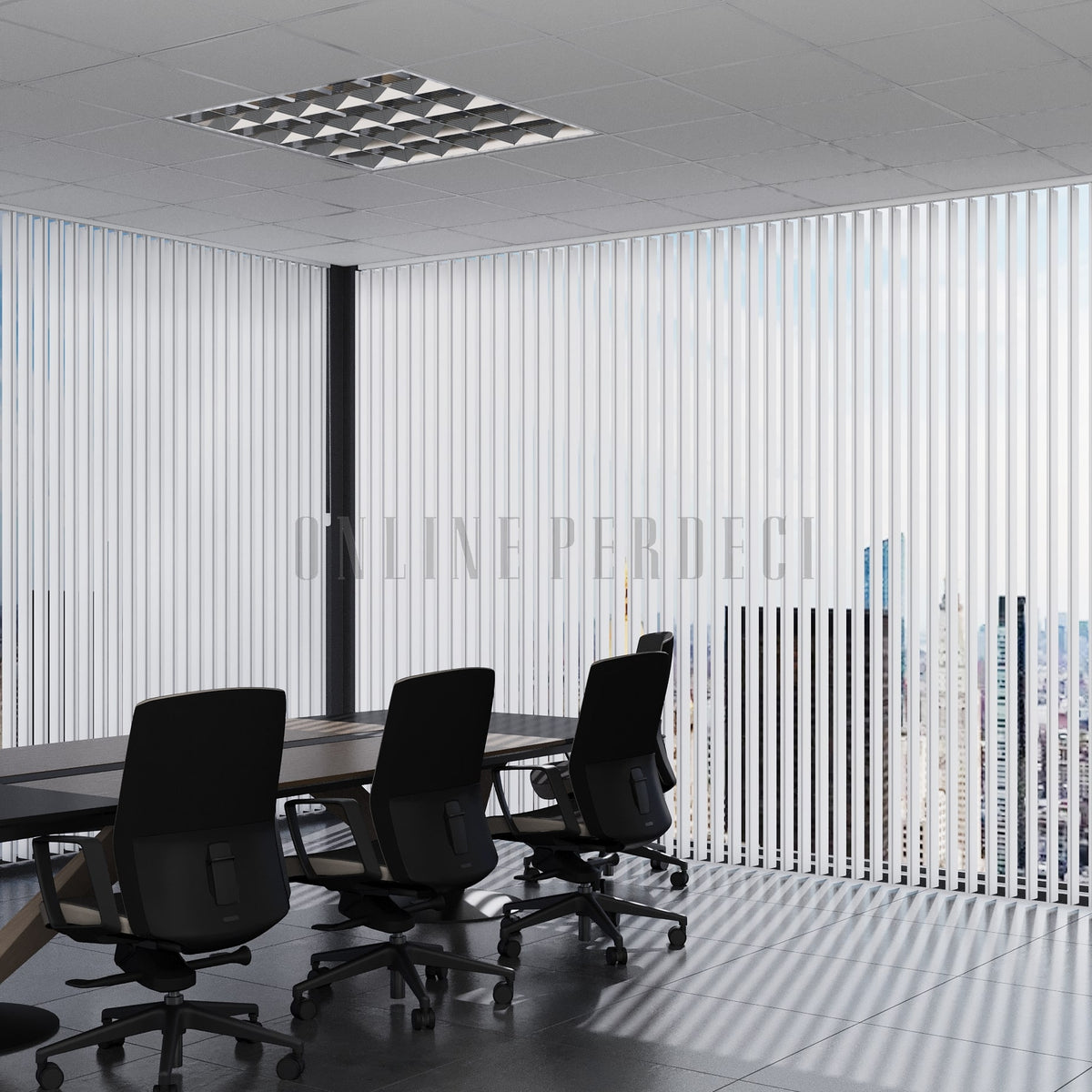 Siyah-Gri Çizgili PVC Dikey Perde