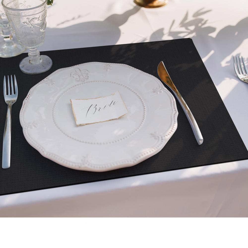 Siyah Zemin Üzerinde Barok Çiçek Desenli Lüks – 4'lü Amerikan Servis (30x50 cm)