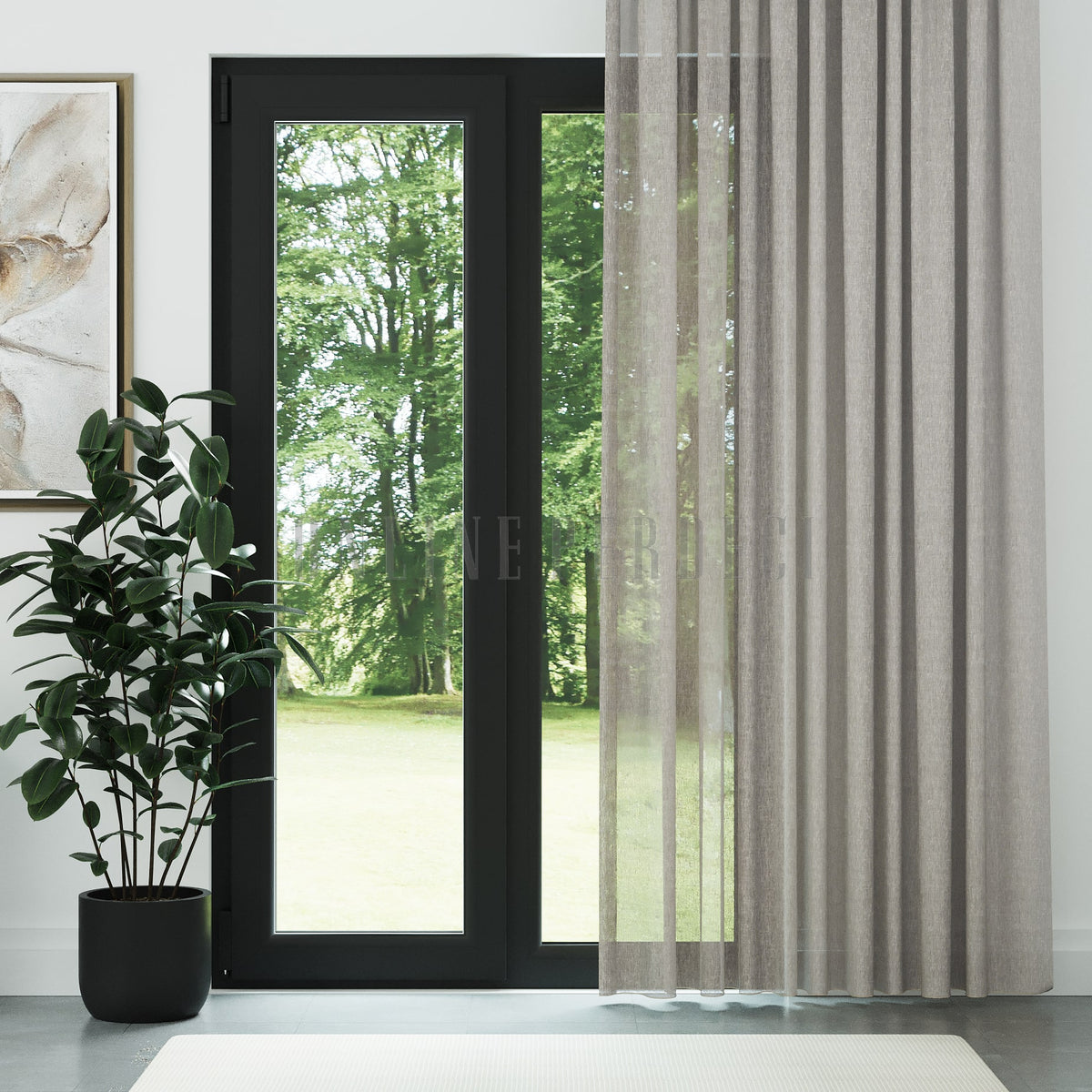 Vizon Naturel Soft Keten Düz Tül Perde - Sumera